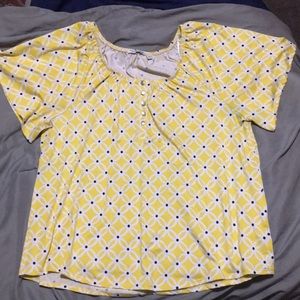 Notations yellow On or Off Shoulder Top - Size 2X